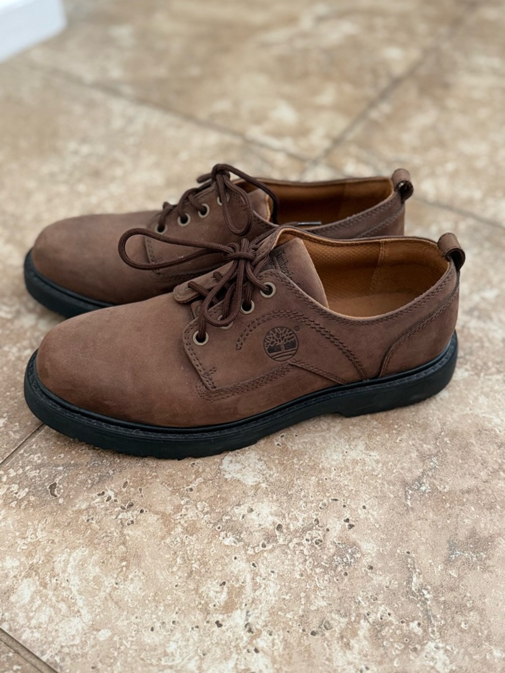 Timberland Brown Leather Derby Shoes with Black Sole